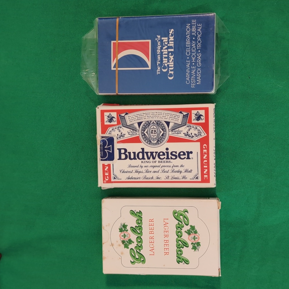 Vintage Playing Card Bundle Grolsch Budweiser and Carnival Cruise Lines